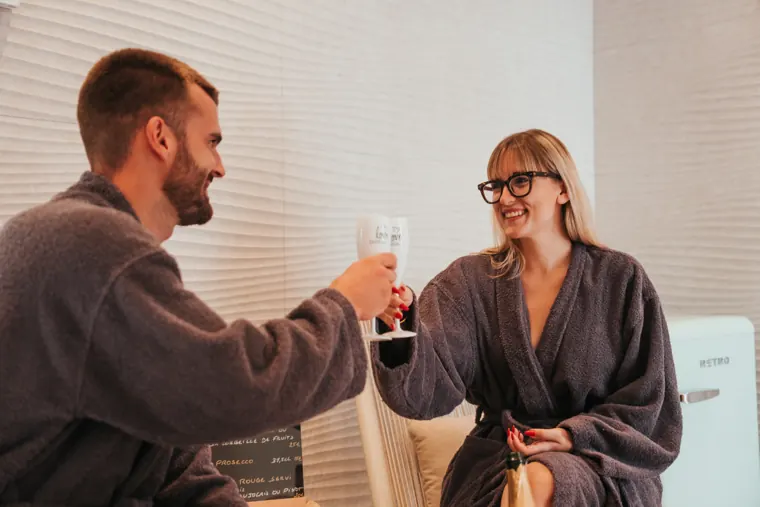 Toasting together at Spa Elite